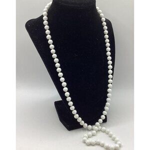 1960s Monet White Milkglass Beaded Necklace